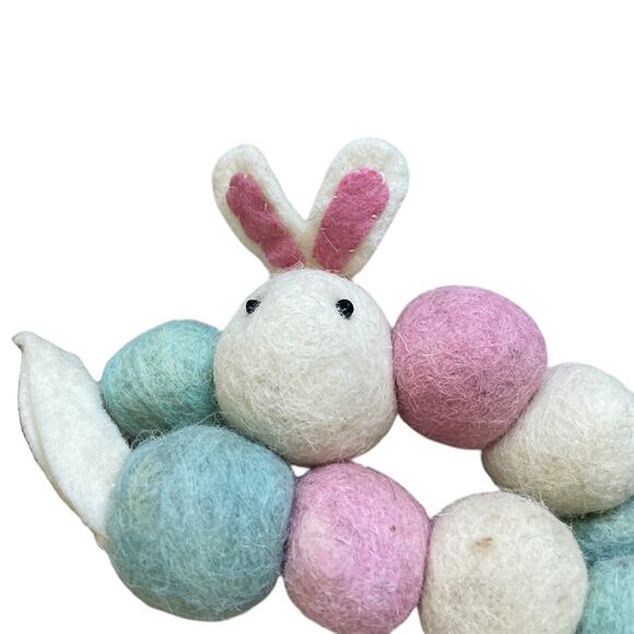 Begonia Market Felt Fabric Bunny & Pom Pom Easter Garland 6 ft Multicolor New - Picture 4 of 8